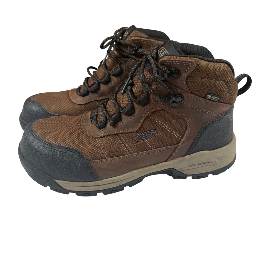 KEEN Men's Skokie Waterproof Work Boot Carbon Toe Work Brown Mens Sz 10.5